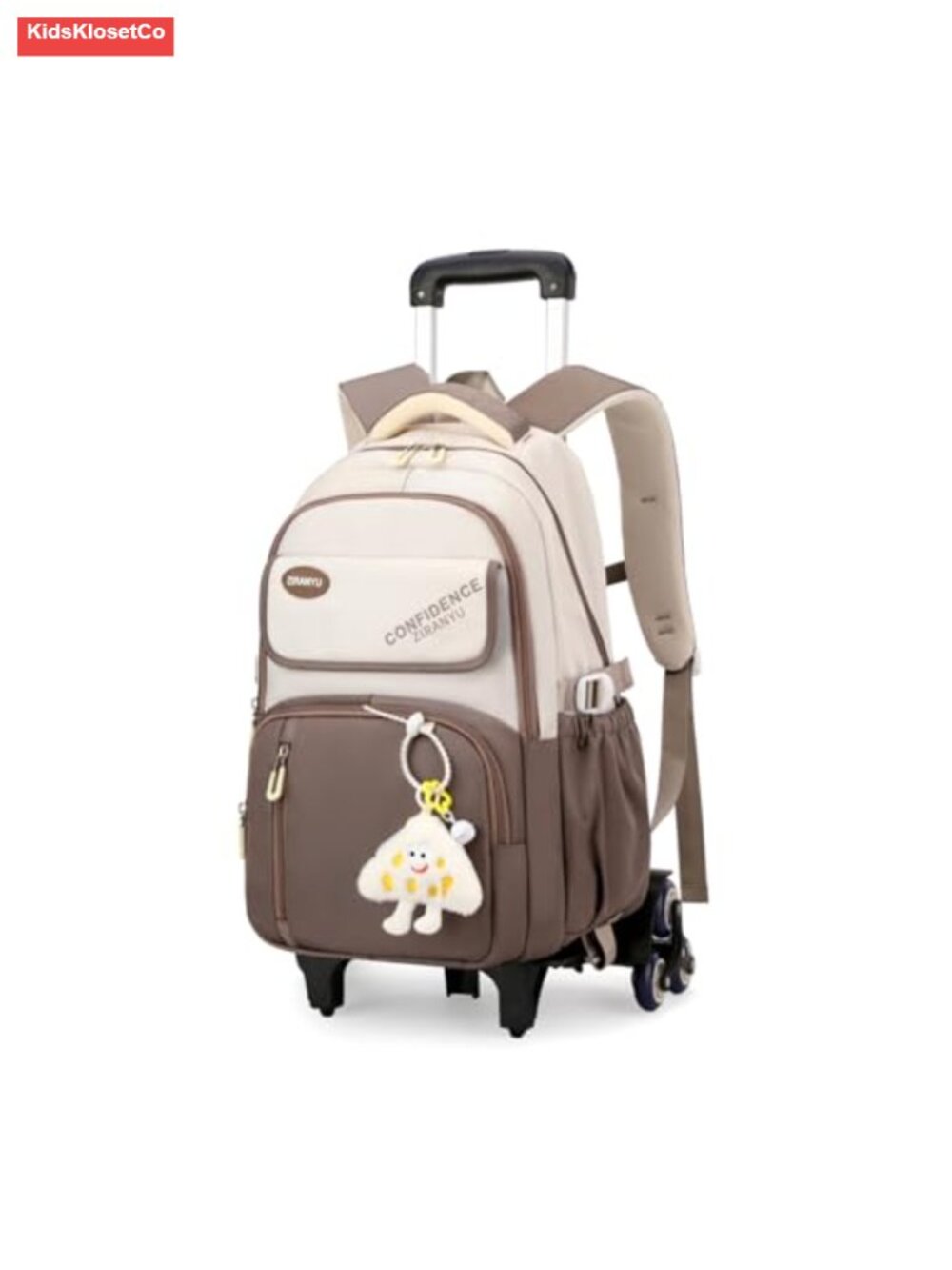 Rolling Backpack with 6 Wheels, Kids Wheeled Book Bag for School Travel, Nylon